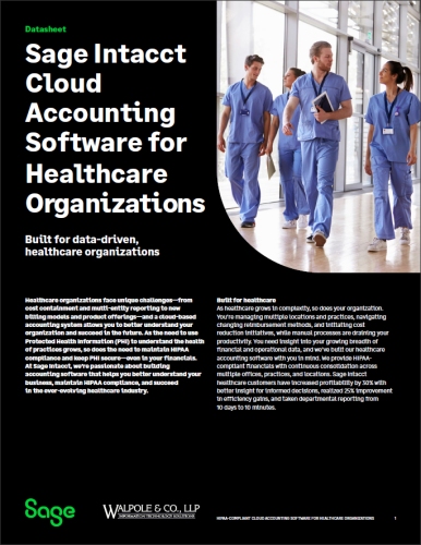 Sage Intacct Cloud Accounting Software for Healthcare Organizations